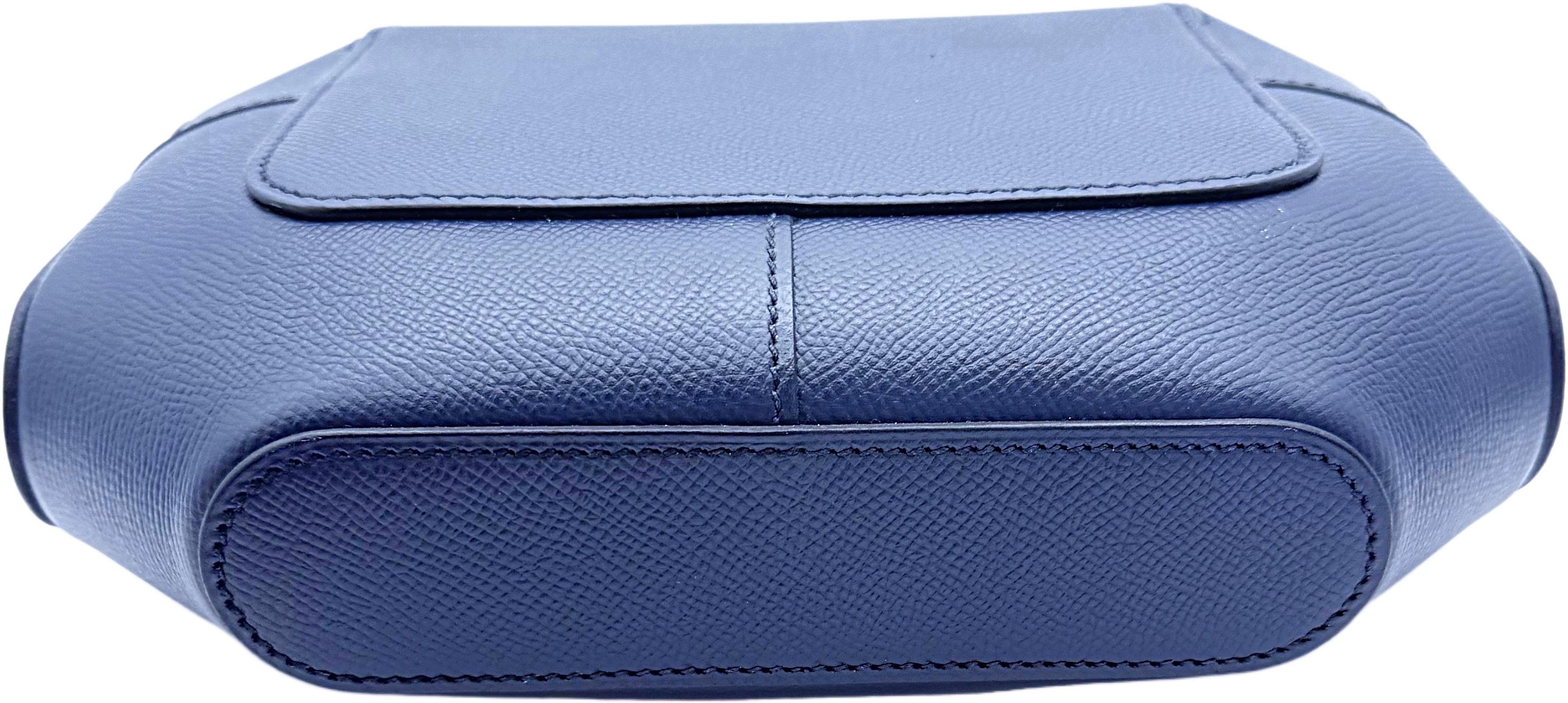 Hermes Limited Edition Octogone Pochette Clutch Bag Blue Indigo Epsom Leather For Sale 7