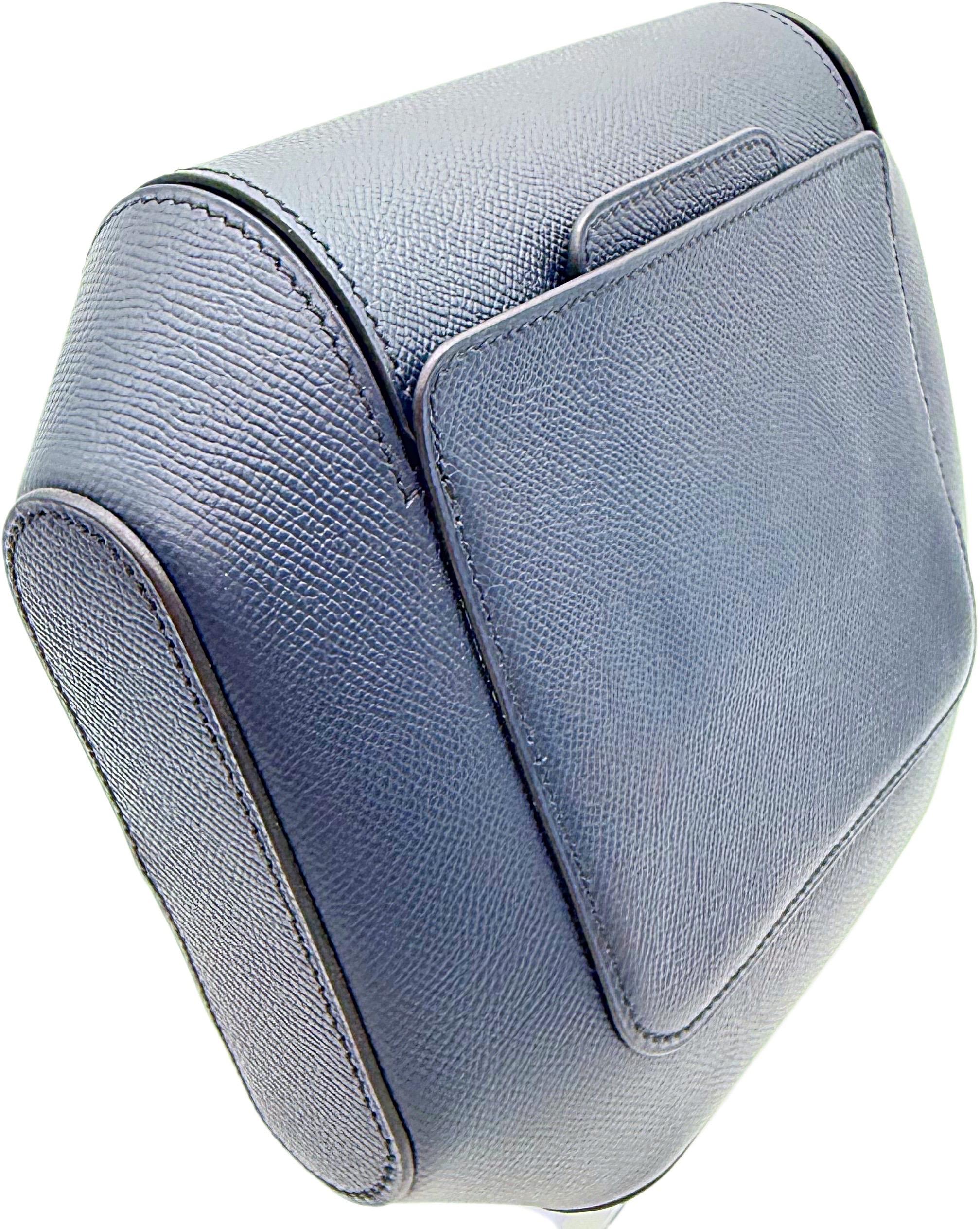 Hermes Limited Edition Octogone Pochette Clutch Bag Blue Indigo Epsom Leather For Sale 9