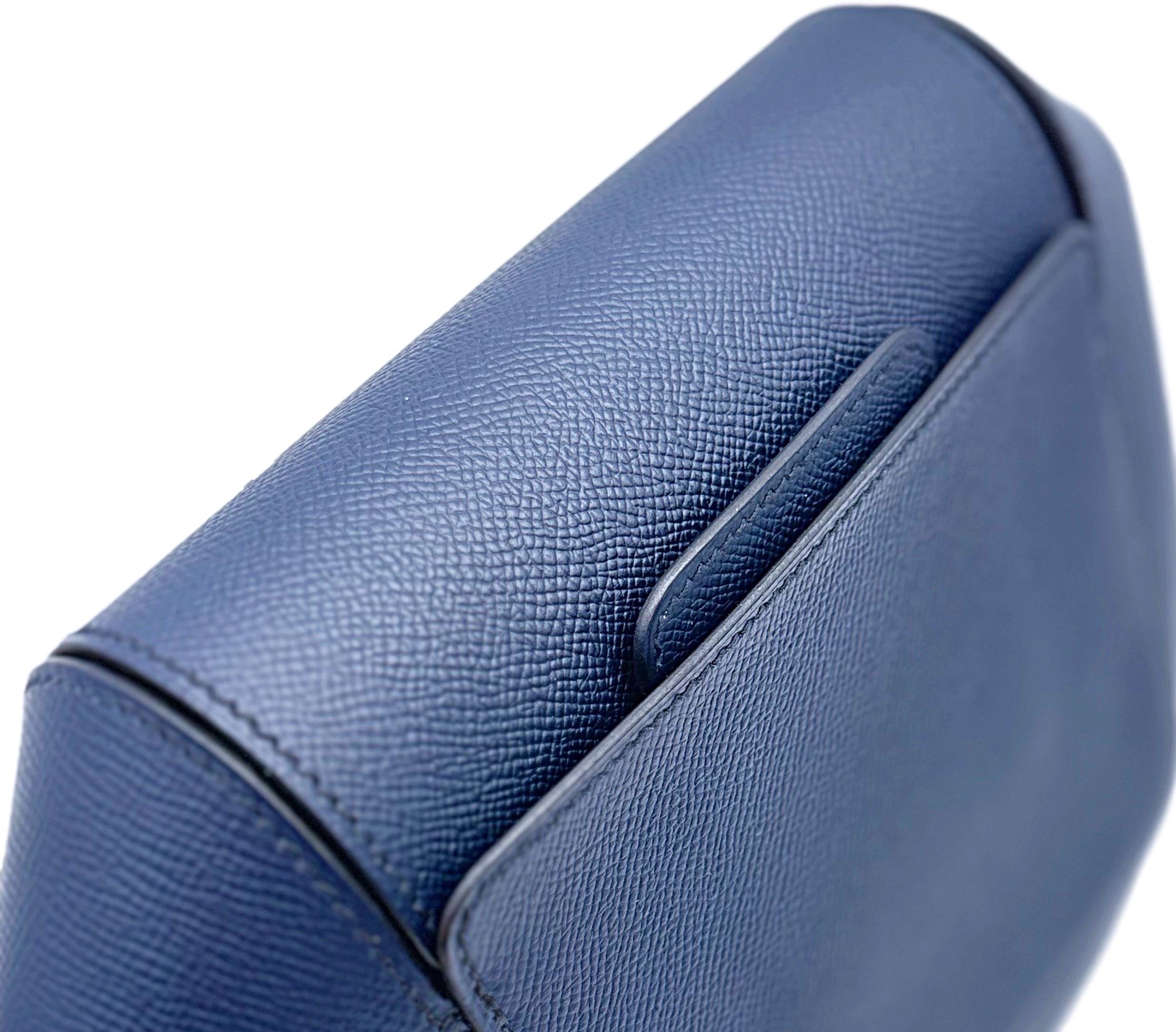 Hermes Limited Edition Octogone Pochette Clutch Bag Blue Indigo Epsom Leather For Sale 10