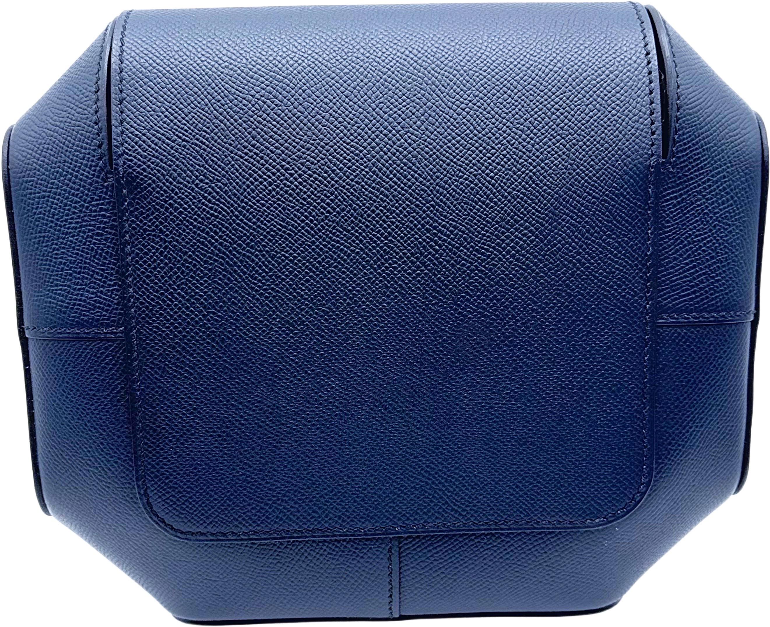 Hermes Limited Edition Octogone Pochette Clutch Bag Blue Indigo Epsom Leather For Sale 1