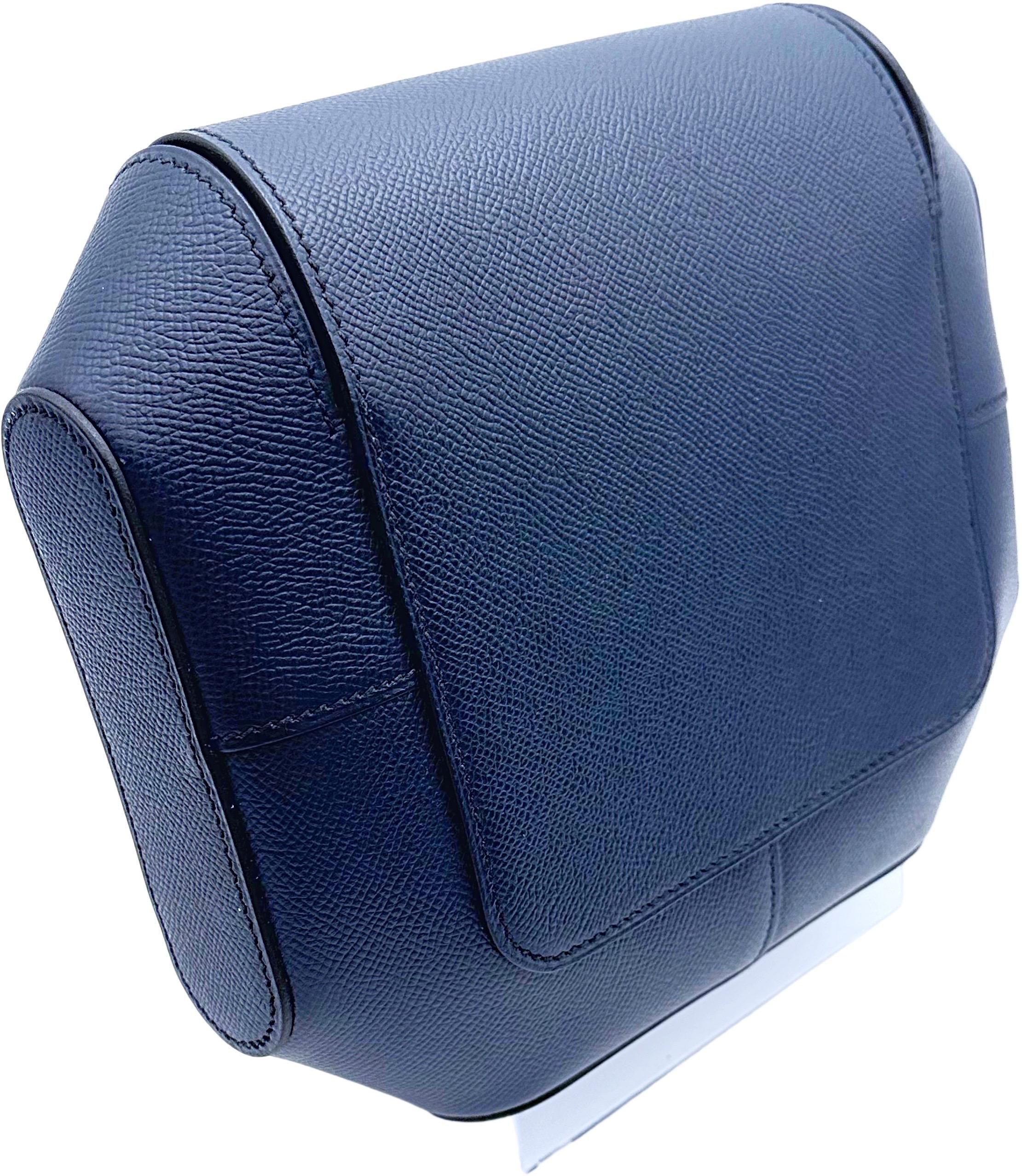 Hermes Limited Edition Octogone Pochette Clutch Bag Blue Indigo Epsom Leather For Sale 4
