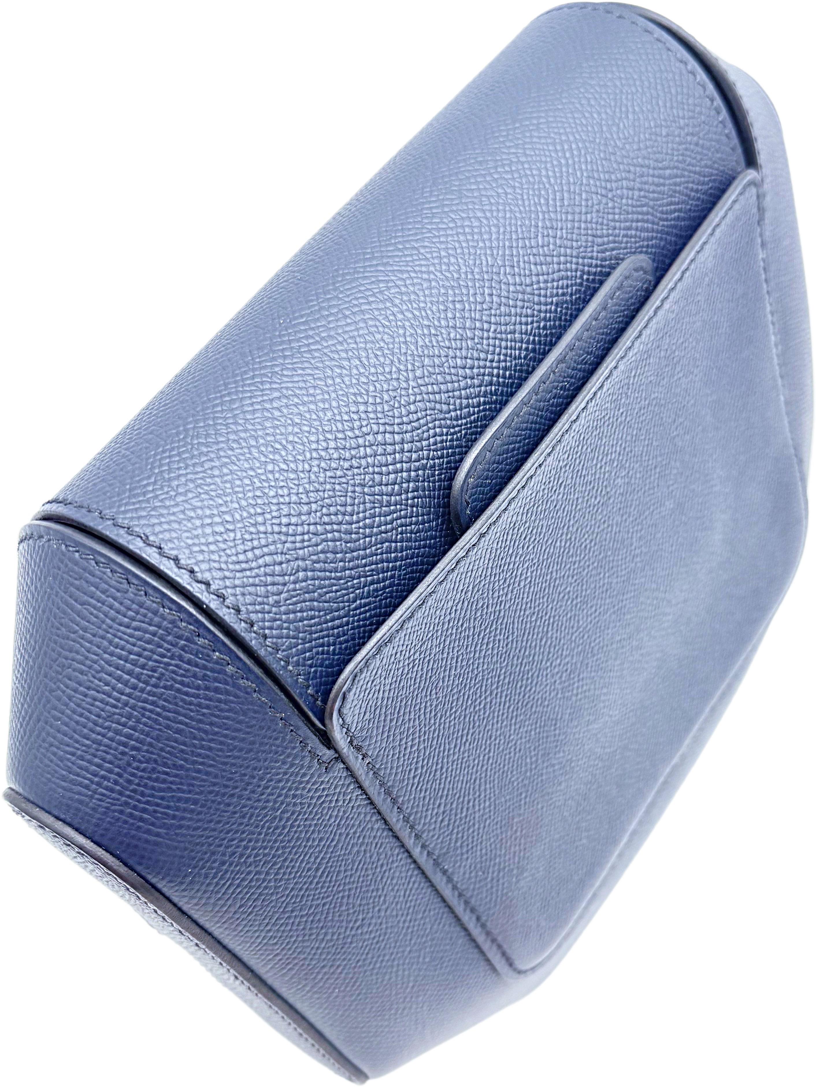 Hermes Limited Edition Octogone Pochette Clutch Bag Blue Indigo Epsom Leather For Sale 5
