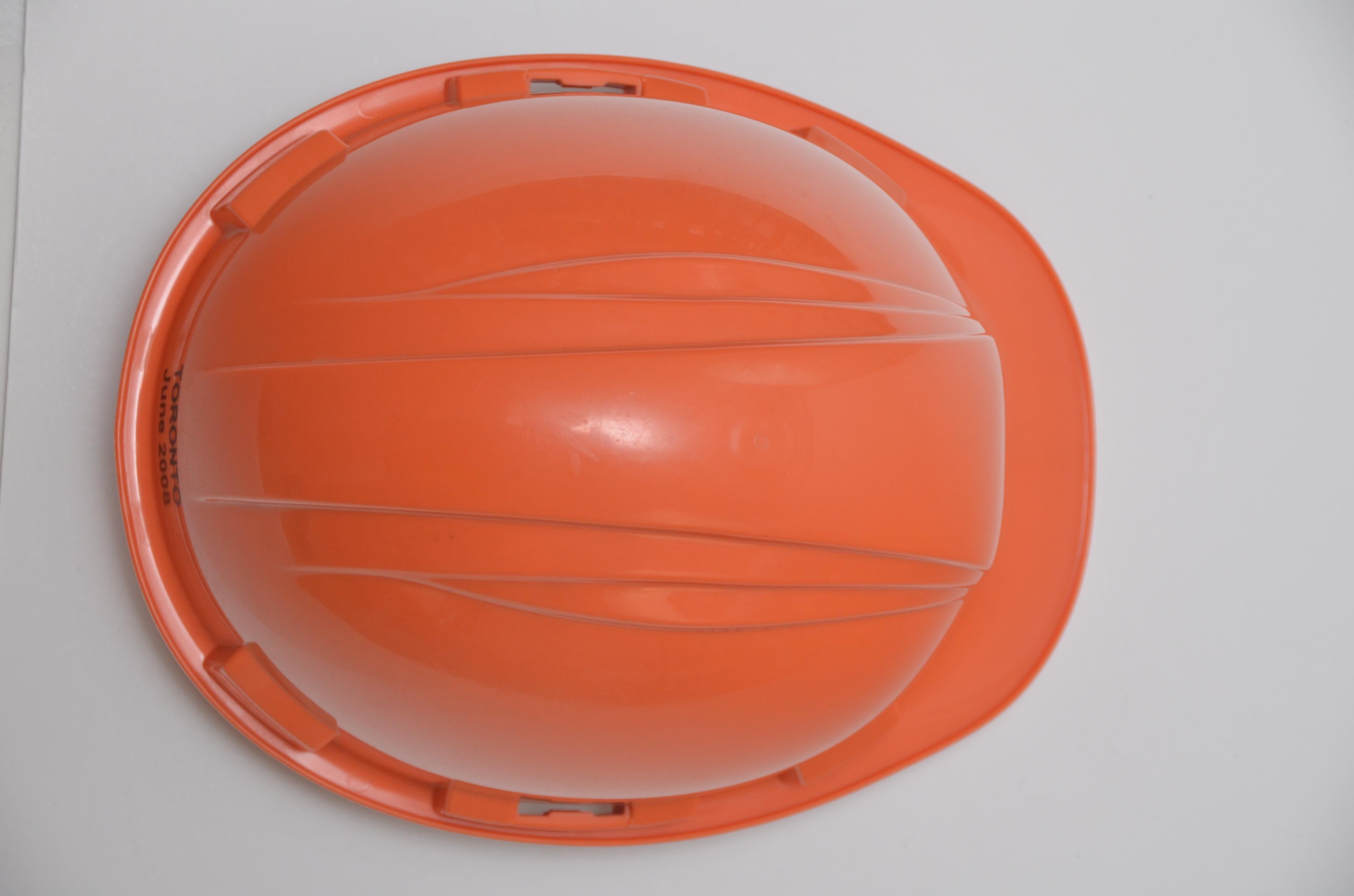 Women's or Men's Hermes Limited Edition Orange Construction Helmet Hat Toronto, 2008 Mint