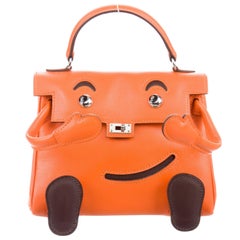 Hermes Limited Edition Orange Leather Smiley Mini Top Handle Satchel Bag 