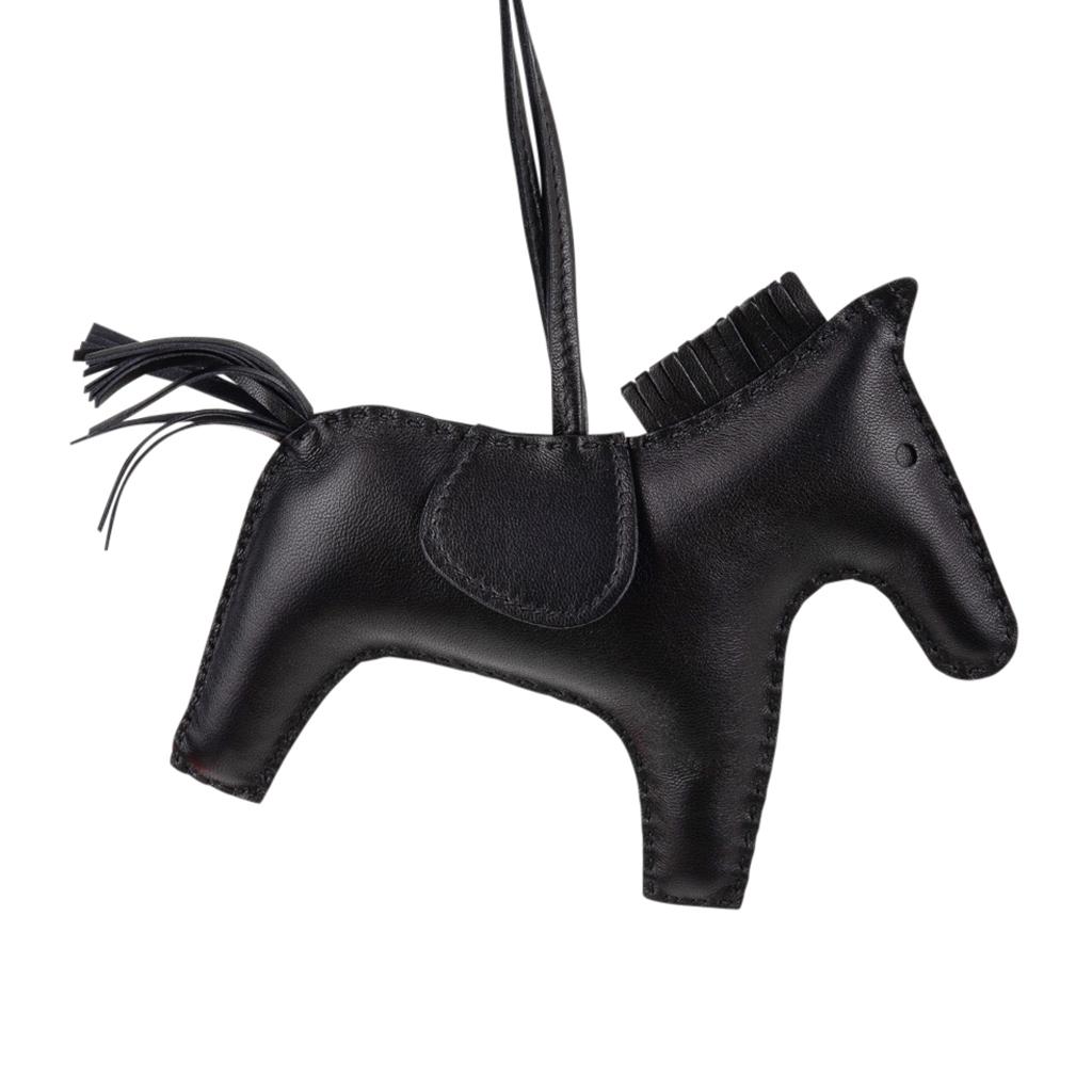 Women's or Men's Hermes Limited Edition So Black Rodeo Horse MM Bag Charm For Sale