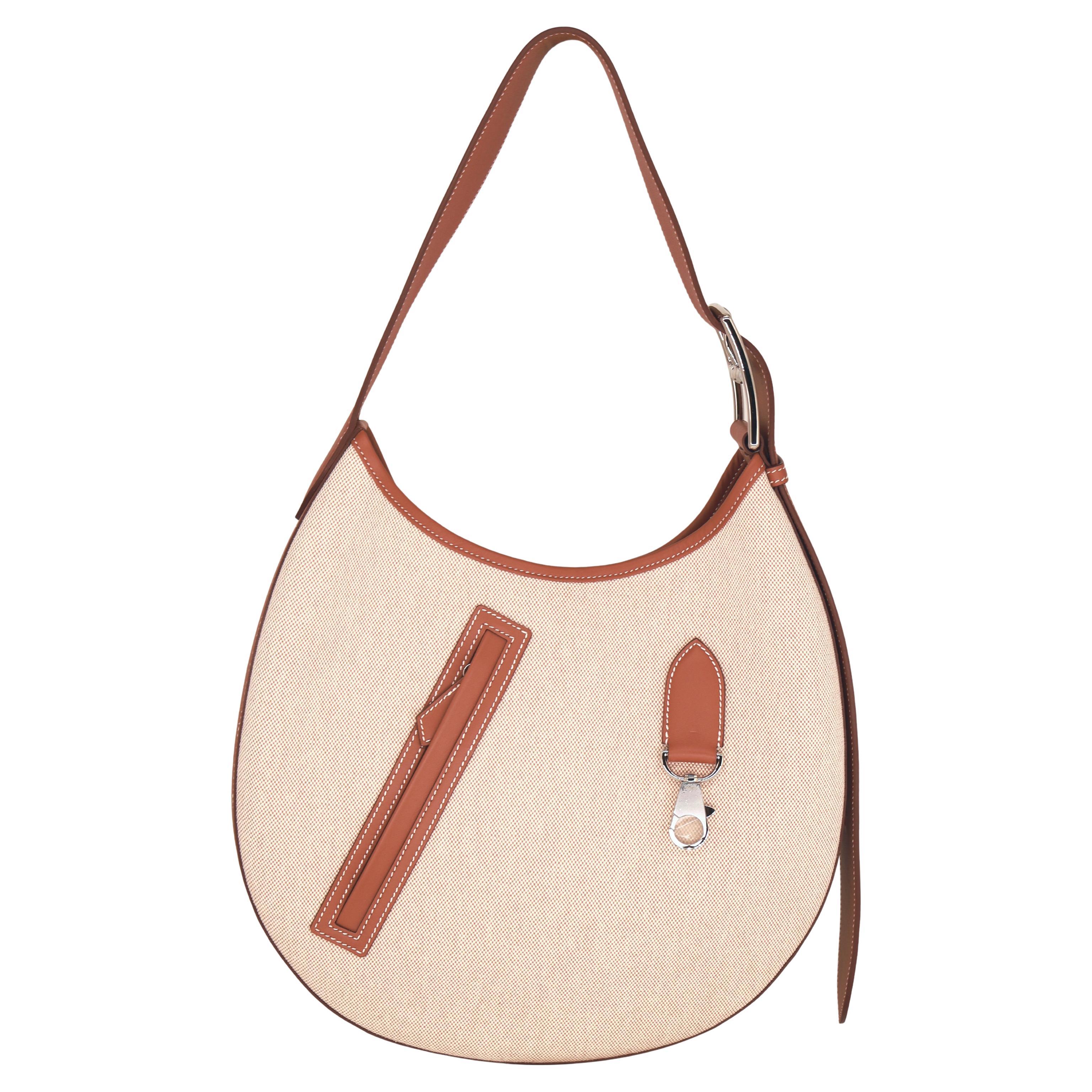 Hermès Limited Edition Toile and Gold Swift Leather Arçon Shoulder Bag, 2023. For Sale