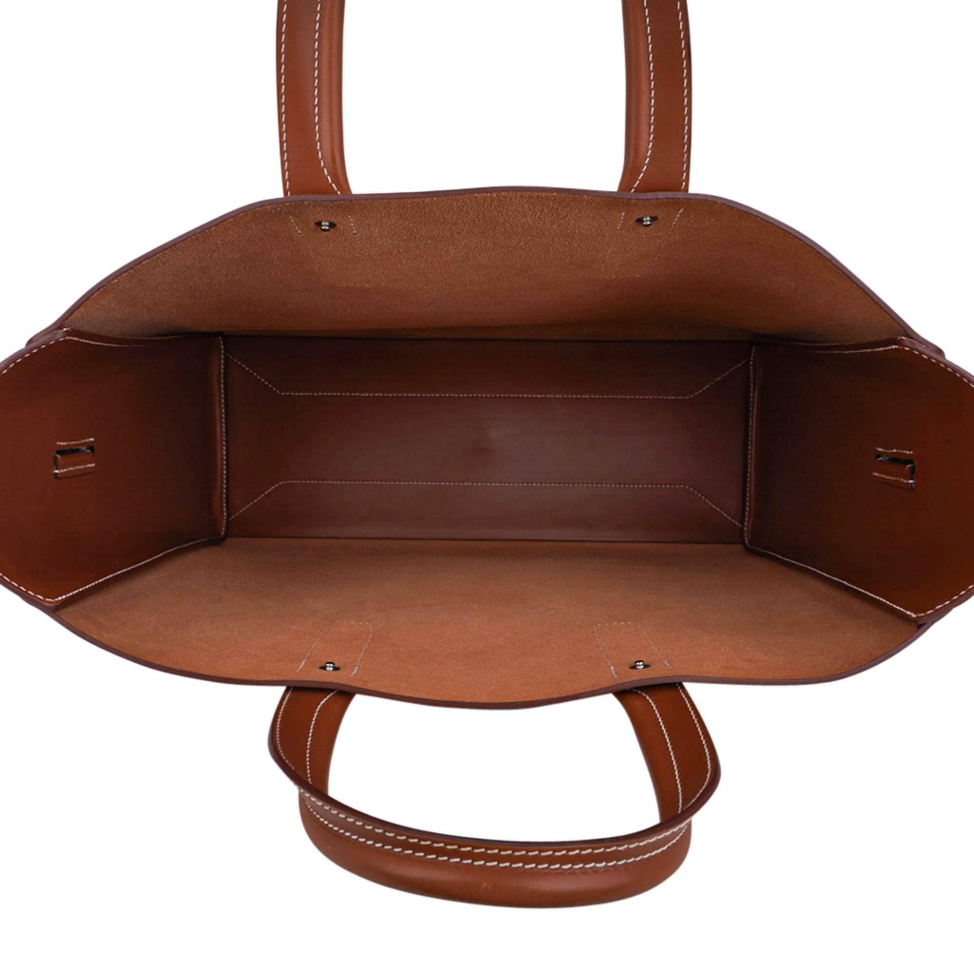 Hermes Limited Edition Tote Bag Fauve Leather Removeable Toile Palladium en vente 9