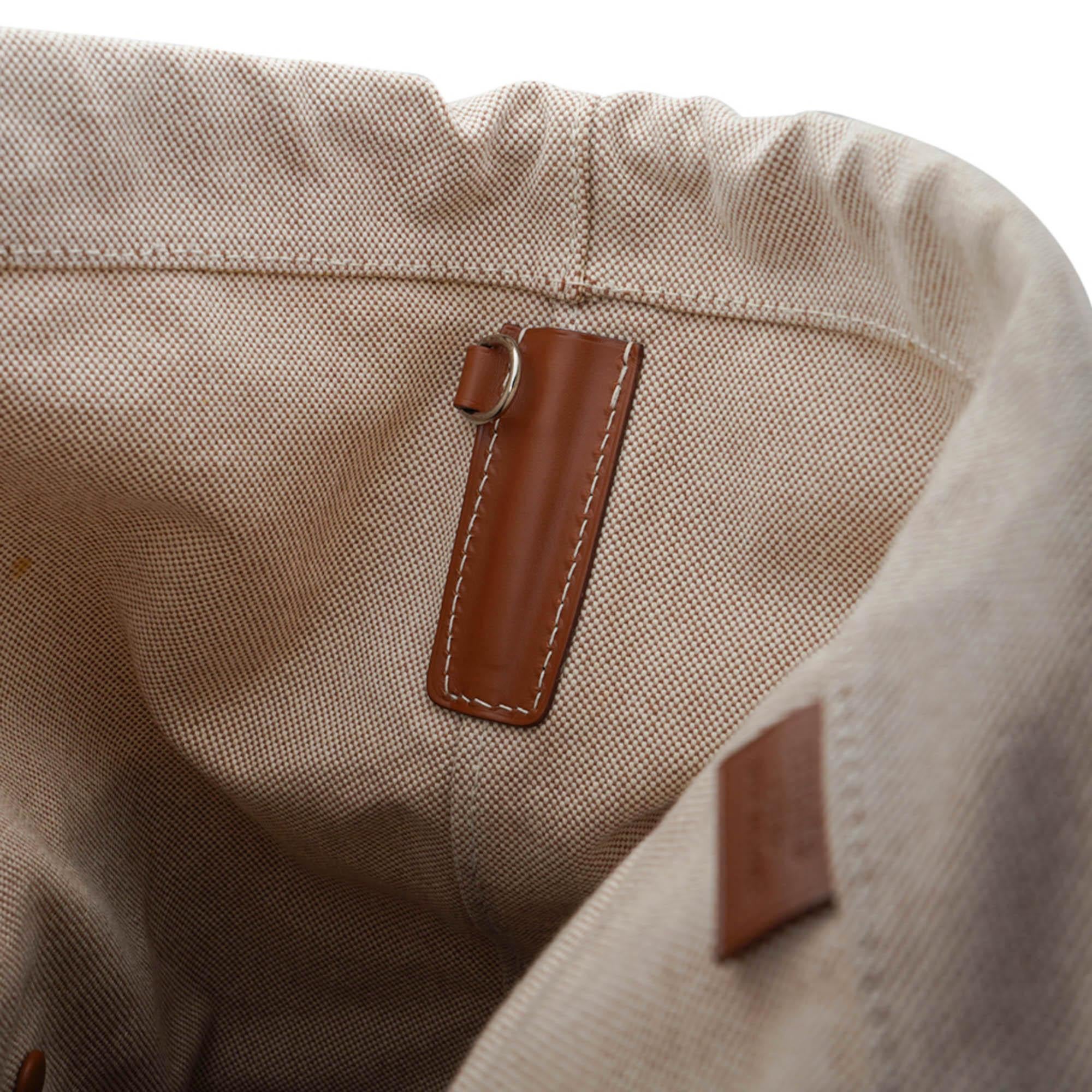 Hermes Limited Edition Tote Bag Fauve Leather Removeable Toile Palladium en vente 13