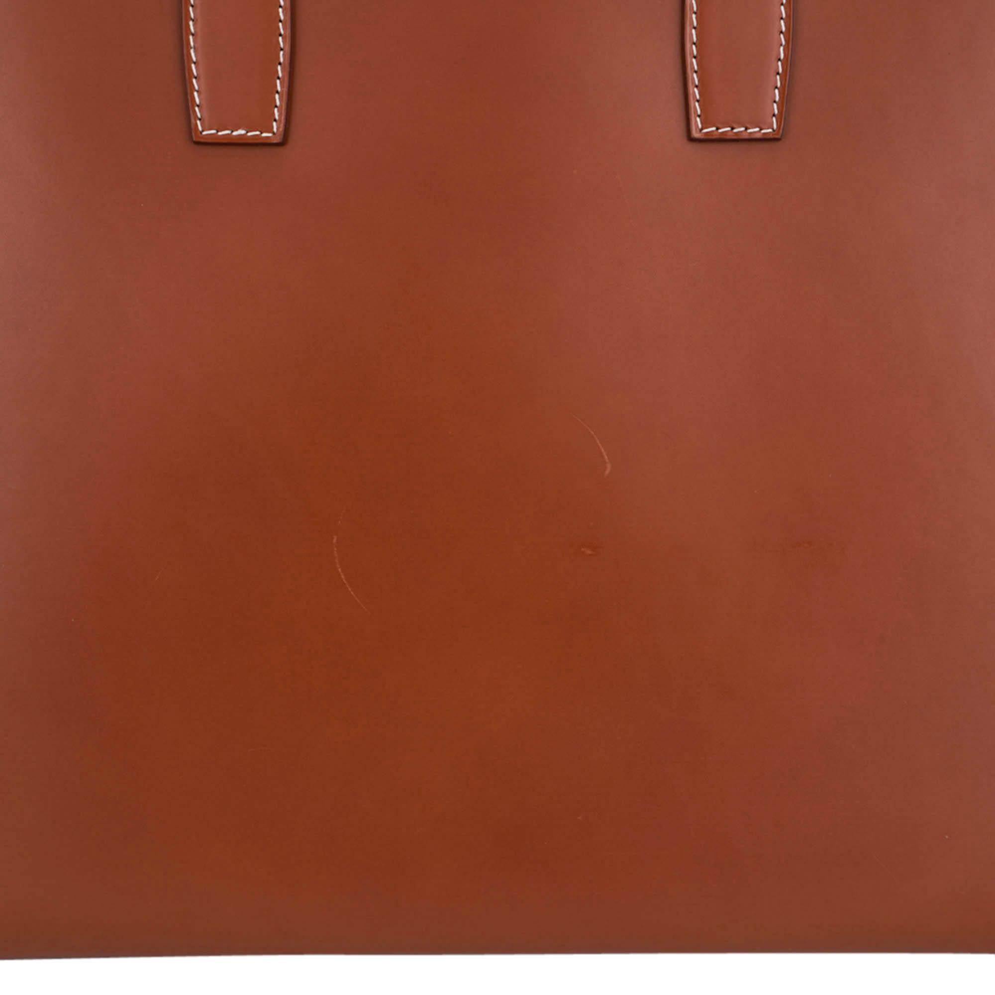 Hermes Limited Edition Tote Bag Fauve Leather Removeable Toile Palladium en vente 14