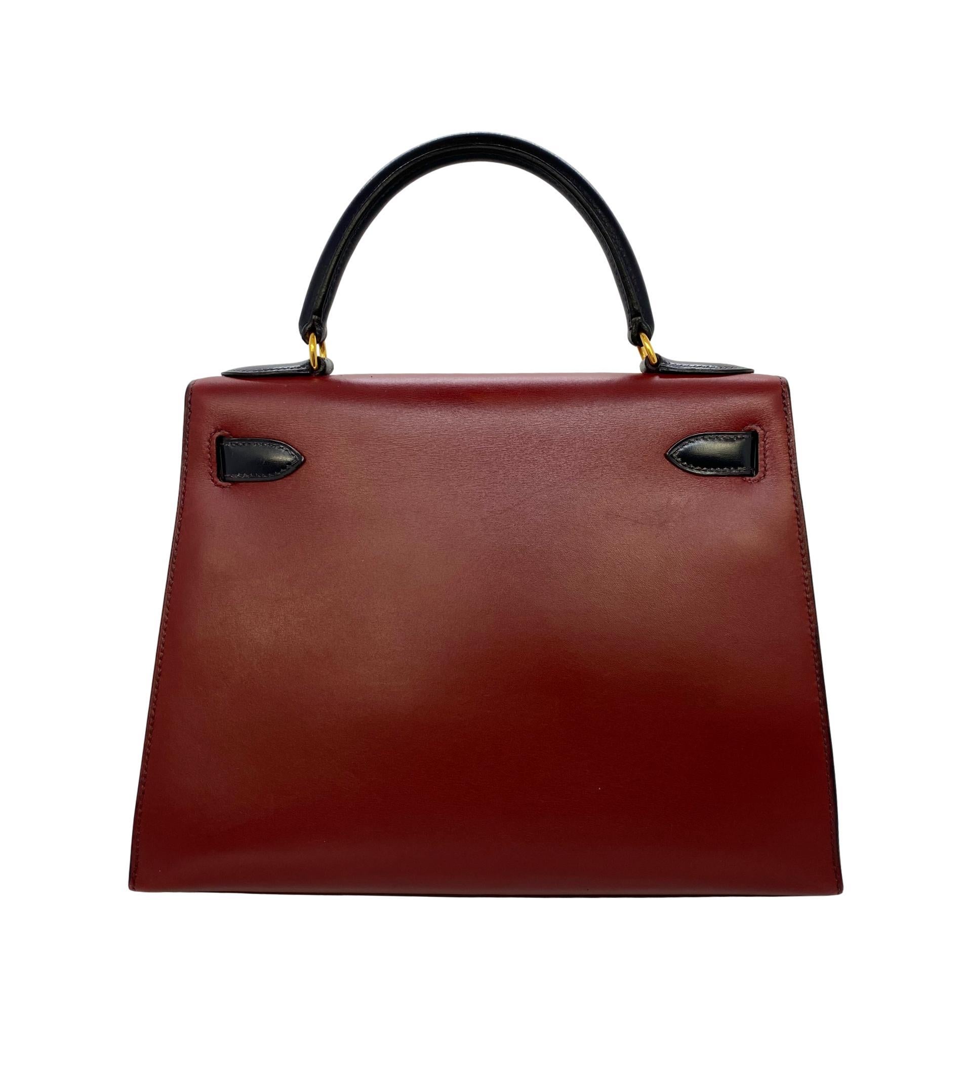  Hermès Limited Edition Vintage Tri-Color Box Calf Handbag 28:: 1993. Unisexe 