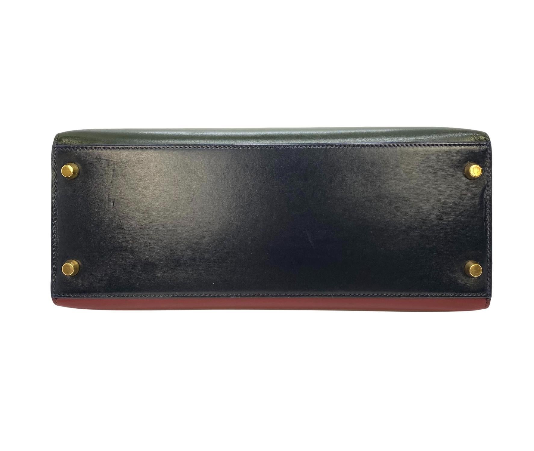Hermès Limited Edition Vintage Tri-Color Box Calf Handbag 28:: 1993. 1