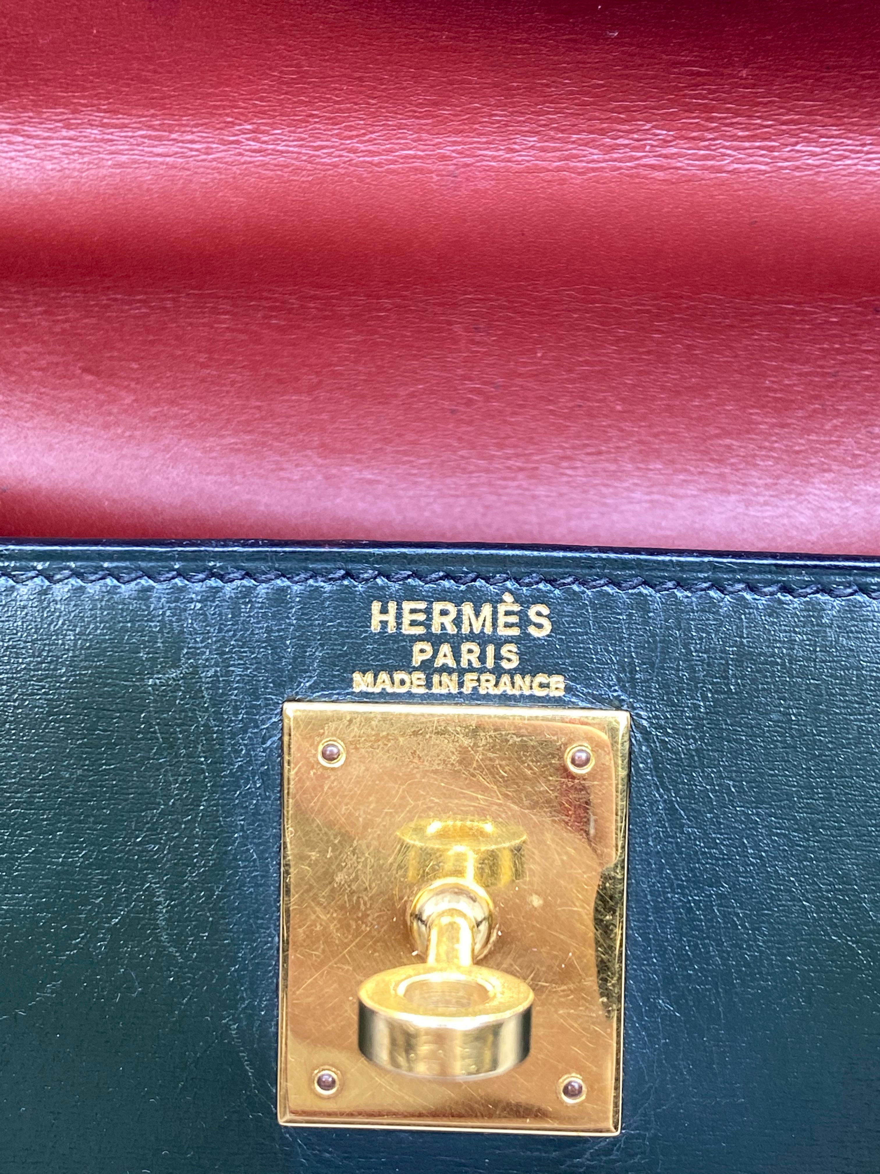 Hermès Limited Edition Vintage Tri-Color Box Calf Kelly Handbag 28, 1993. 1