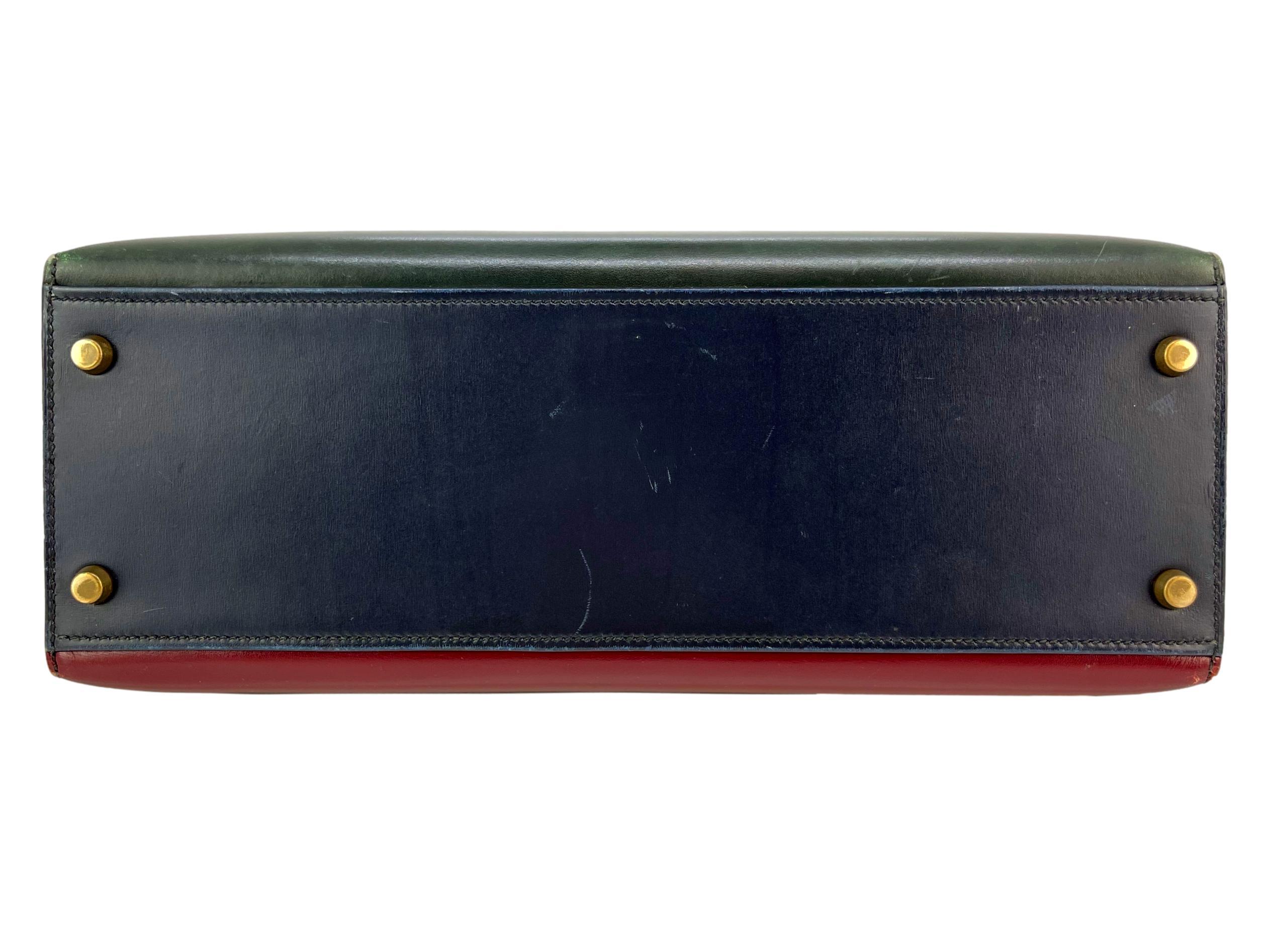 Hermès Limited Edition Vintage Tri-Color Box Calf Kelly Handbag 32, 1991. 4