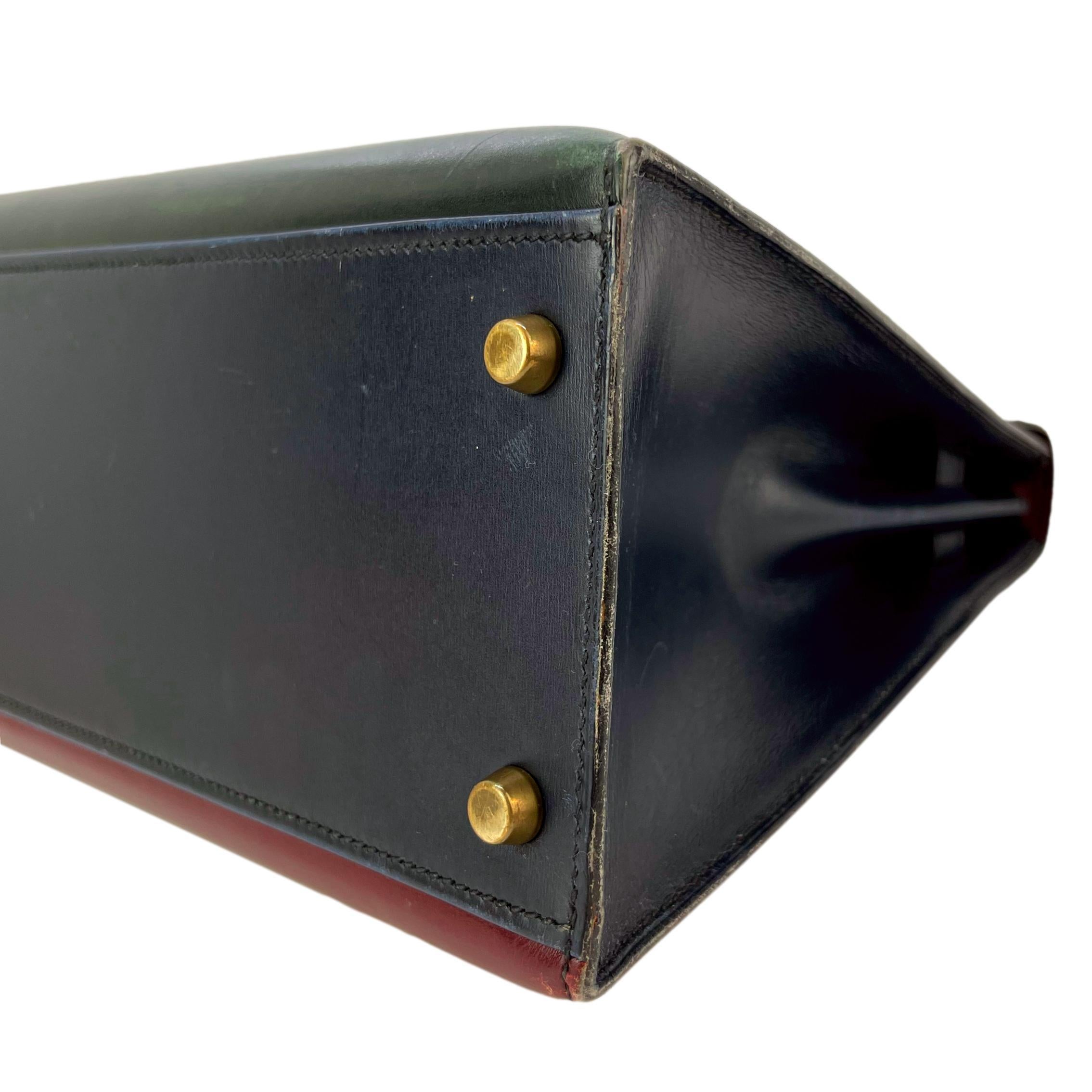 Hermès Limited Edition Vintage Tri-Color Box Calf Kelly Handbag 32, 1991. 6