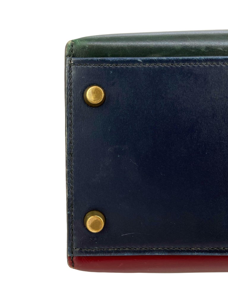 Tri Color Box Hermès Limited Edition Vintage Tri-Color Box Calf Kelly Handbag 32 ...