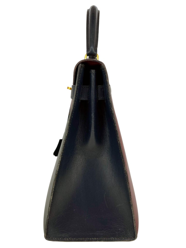 Hermès Limited Edition Vintage Tri-Color Box Calf Kelly Handbag 32 ...