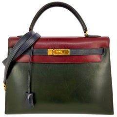 Hermès Limited Edition Vintage Tri-Color Box Calf Handbag 32:: 1991.