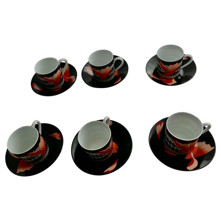 Limoges Coffee set of 6 Cups and Saucers the by Hemes For Sale at 1stDibs