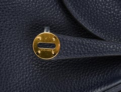 Hermes Lindy 26 Bag Blue Nuit Clemence Gold Hardware