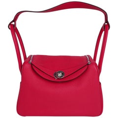 Hermes Lindy 26 Bag Rose Extreme Clemence Leather with Palladium Hardware