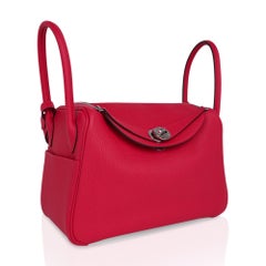 Hermes Lindy 26 Bag Rose Extreme Clemence Leather with Palladium Hardware