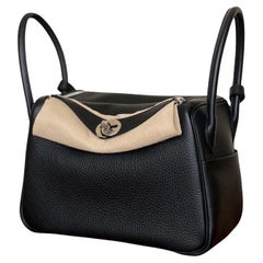Hermes Lindy 26 Schwarze Tasche mit Palladiumbeschlägen