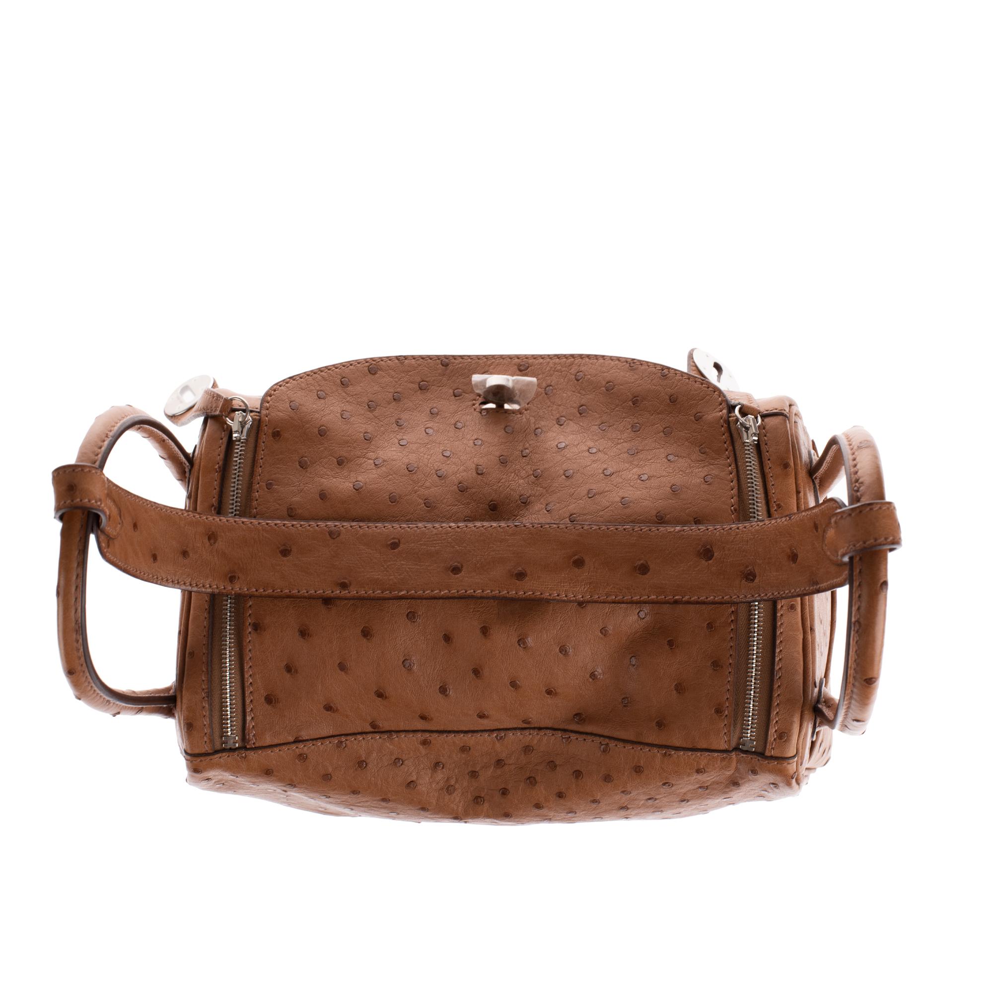 Hermes Lindy 26 handbag in gold ostrich leather and palladium hardware brand new 2