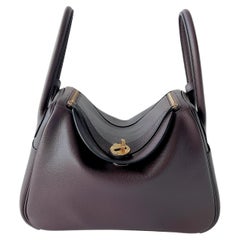 Hermes Lindy 20cm Rouge Sellier Clemence PHW - Lilac Blue London