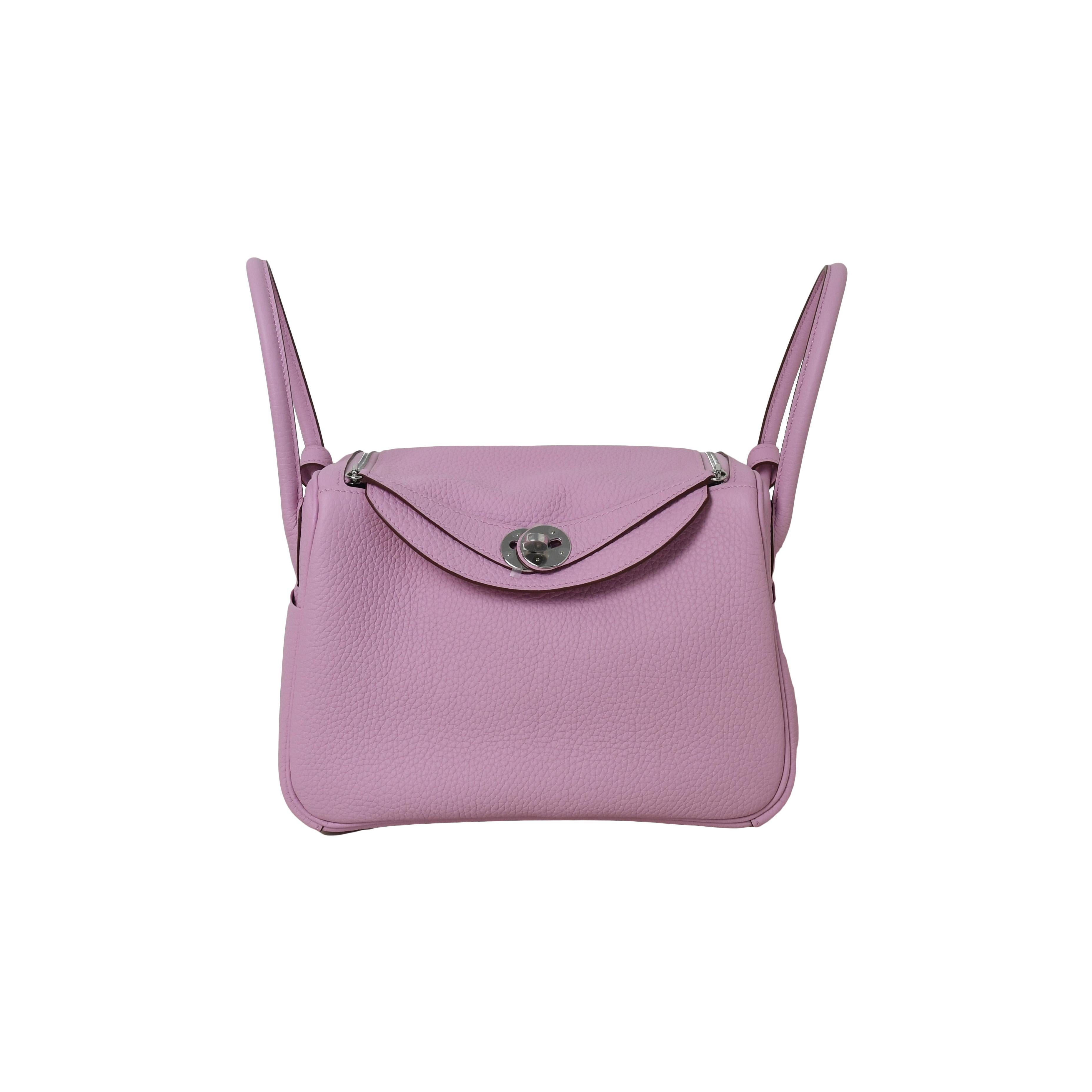 Hermes Lindy 26 Palladium Hardware Mauve Sylvestre In New Condition For Sale In Flushing, NY