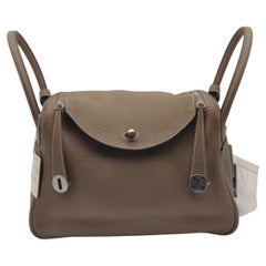 Hermes Lindy 30 Etoupe Clemence Leather Palladium Hardware PHW Stamp A 2017