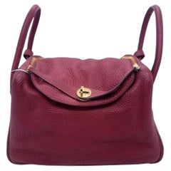 Hermes Lindy 30 Shoulder Bag Rouge Red Taurillon Leather Gold Metal 2018
