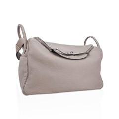 Hermes Lindy 45 Gris Tourterelle Bag Palladium Clemence