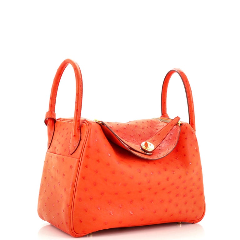 Hermès Ostrich Lindy 30 - Pink Shoulder Bags, Handbags - HER457515