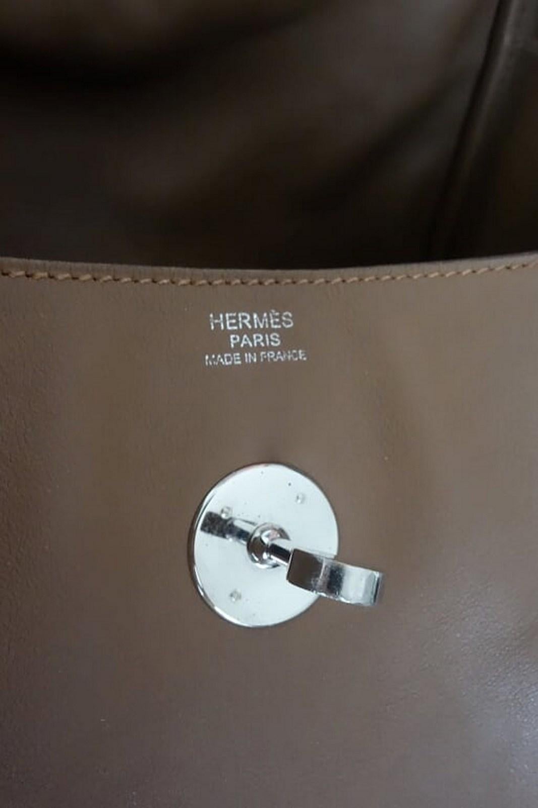 Hermès Lindy Hand Bag 2 ways Light Brown Swift Leather PHW 34 cm 11