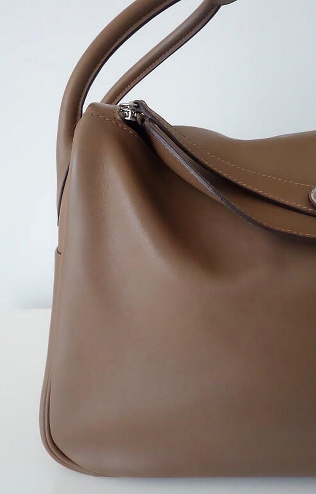 Hermès Lindy Hand Bag 2 ways Light Brown Swift Leather PHW 34 cm 3