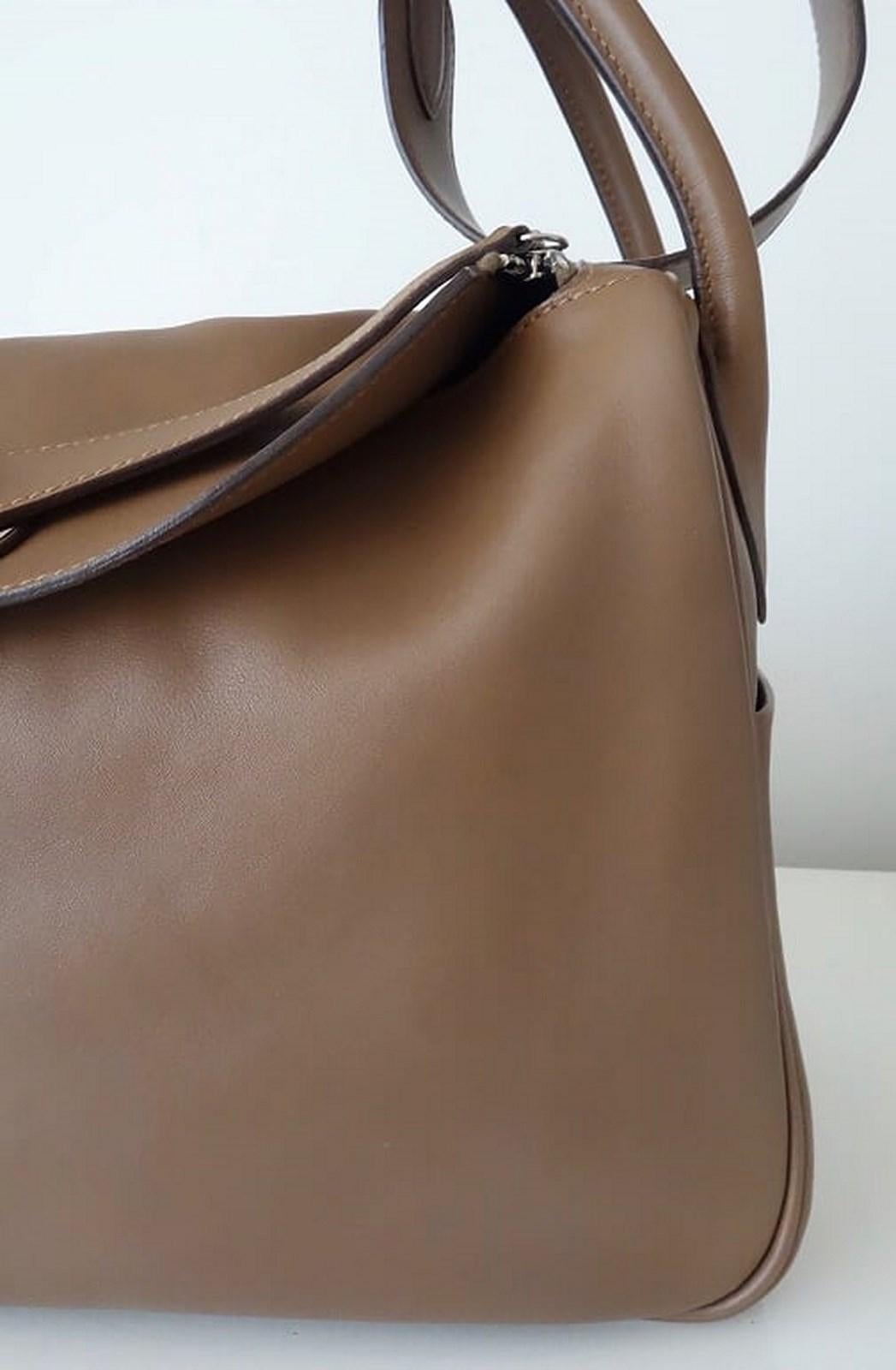 Hermès Lindy Hand Bag 2 ways Light Brown Swift Leather PHW 34 cm 4