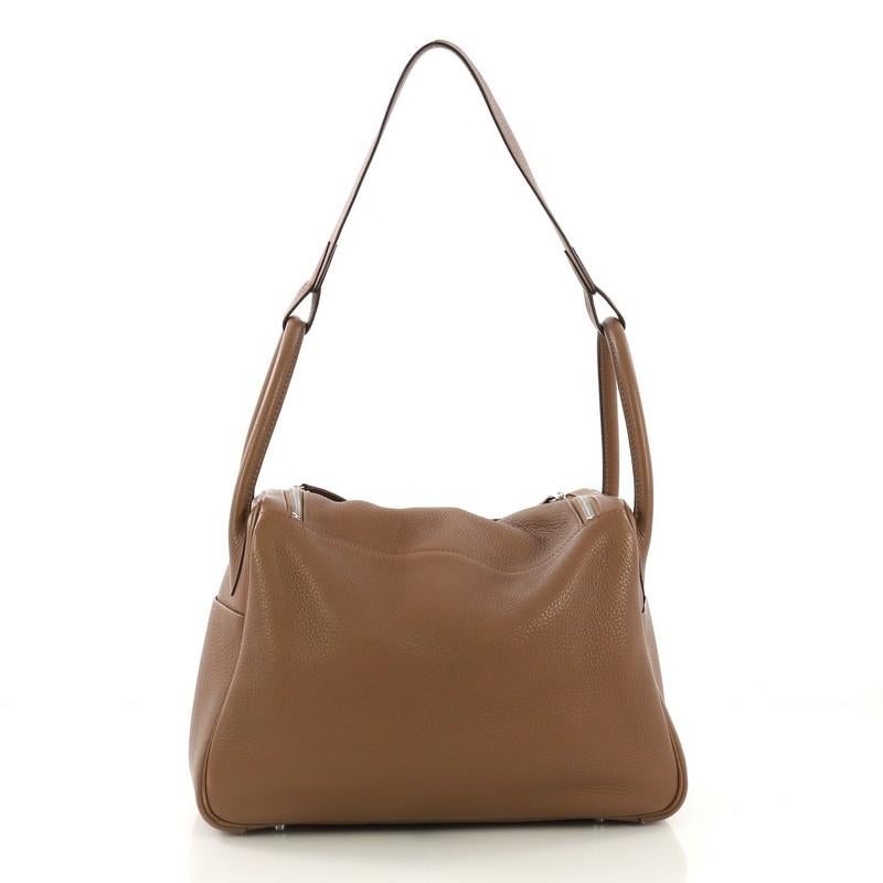 Brown Hermes Lindy Handbag Clemence 30