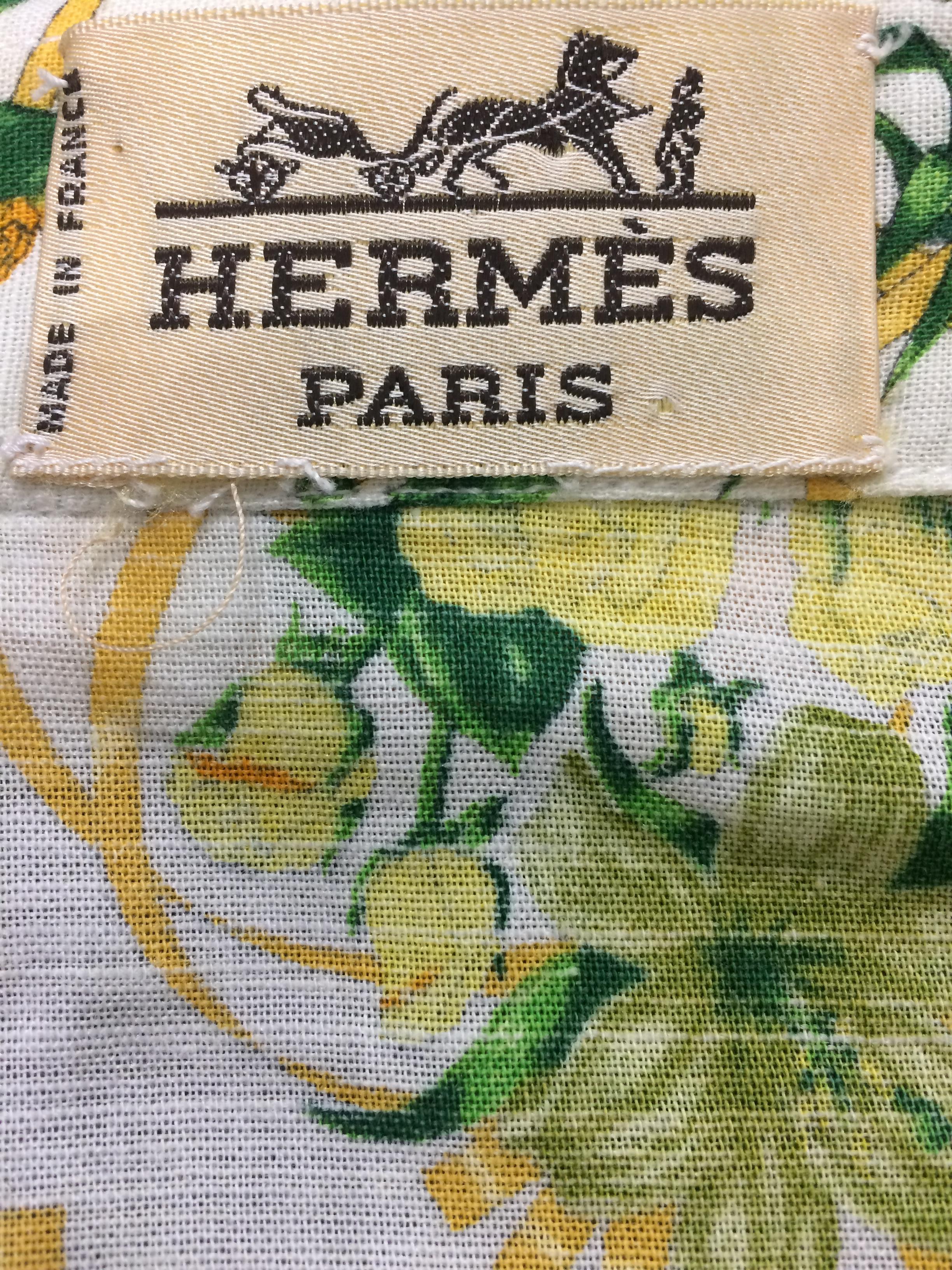 Hermes Linen Printed High Waist Floral Pant In Excellent Condition In Paris, FR