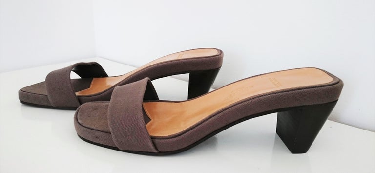 grey hermes sandals