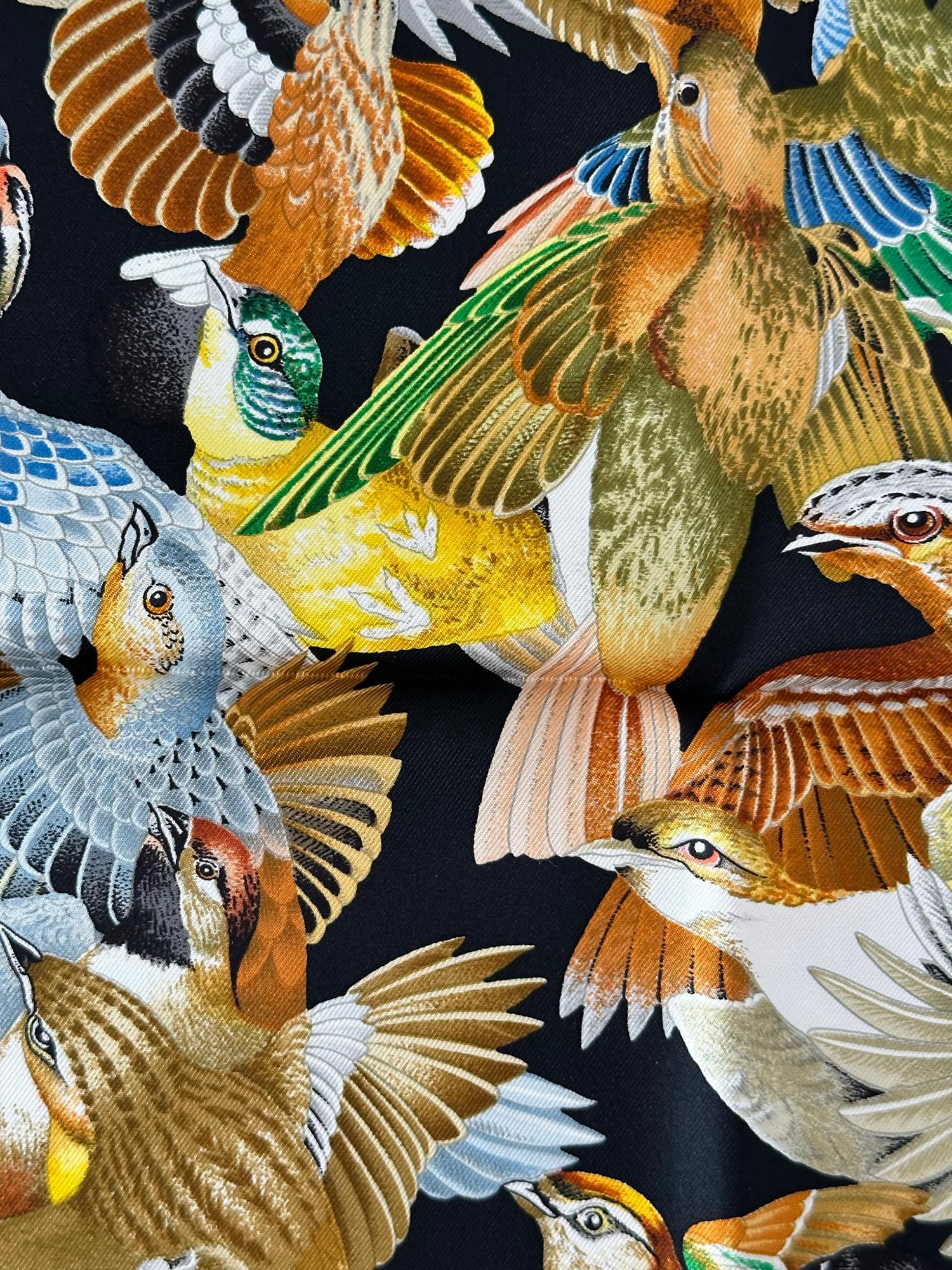 Hermès L’Intrus Black Silk Twill Scarf Designed by Antoine de Jacquelot 1996 In Excellent Condition In West Palm Beach, FL