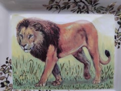 Hermès Lion Ashtray Change Tray Porcelain Gold