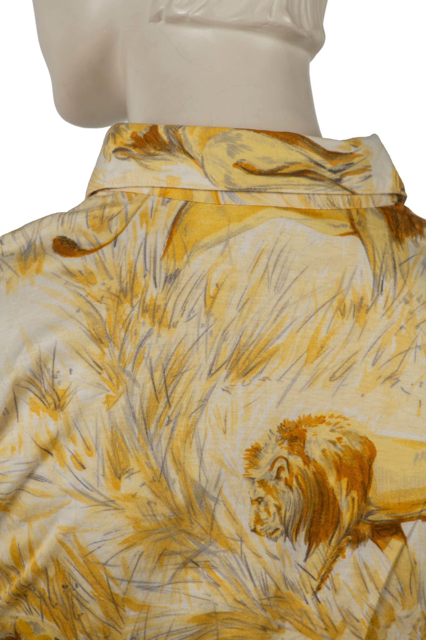Camicia in cotone a maniche corte di Hermès Lion In condizioni ottime in vendita a West Hollywood, CA