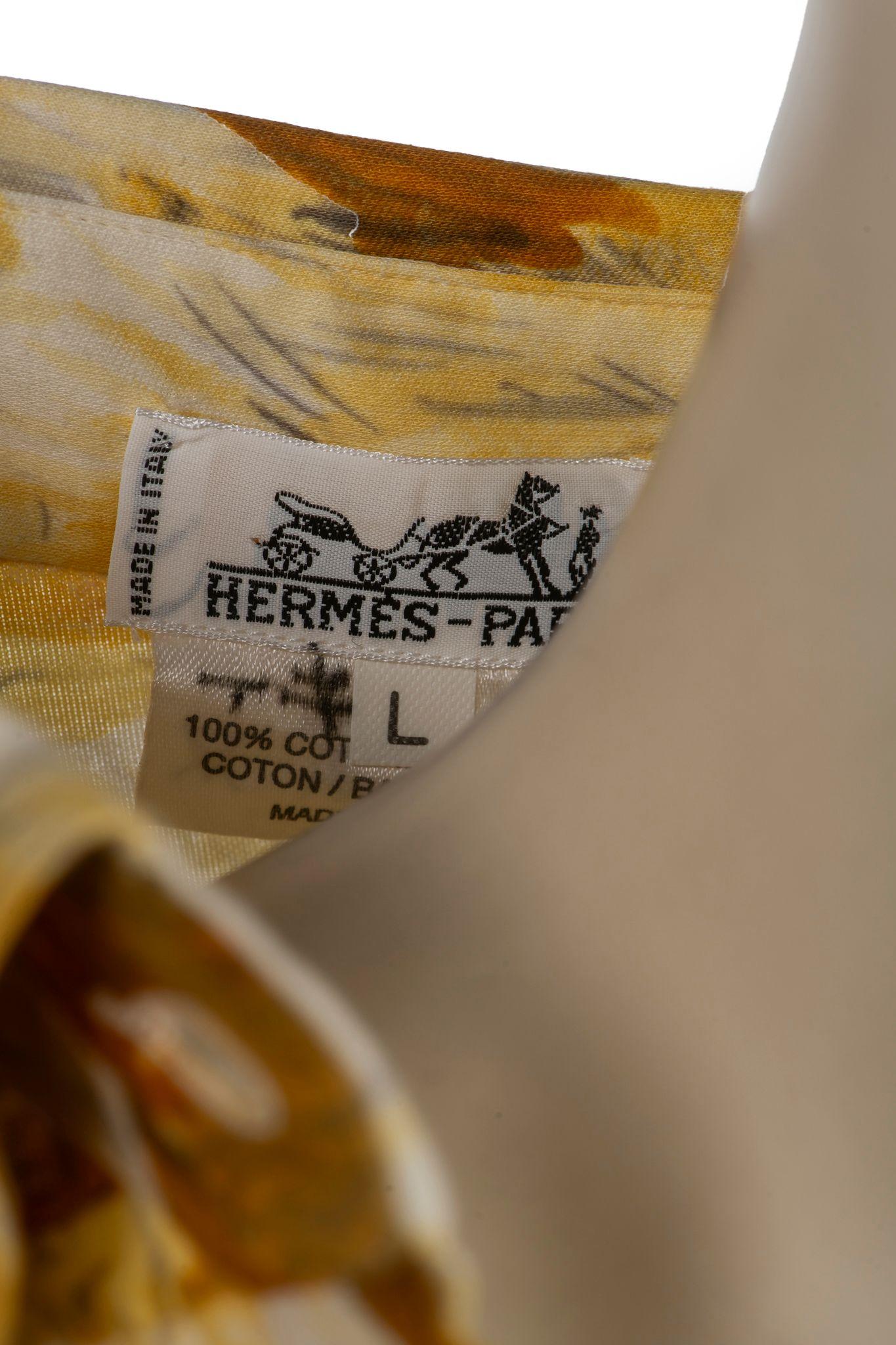 Camicia in cotone a maniche corte di Hermès Lion in vendita 2