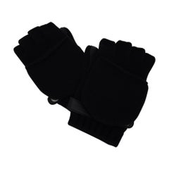 Hermes Lionel Mittens Black Cashmere and Deerskin Gloves M