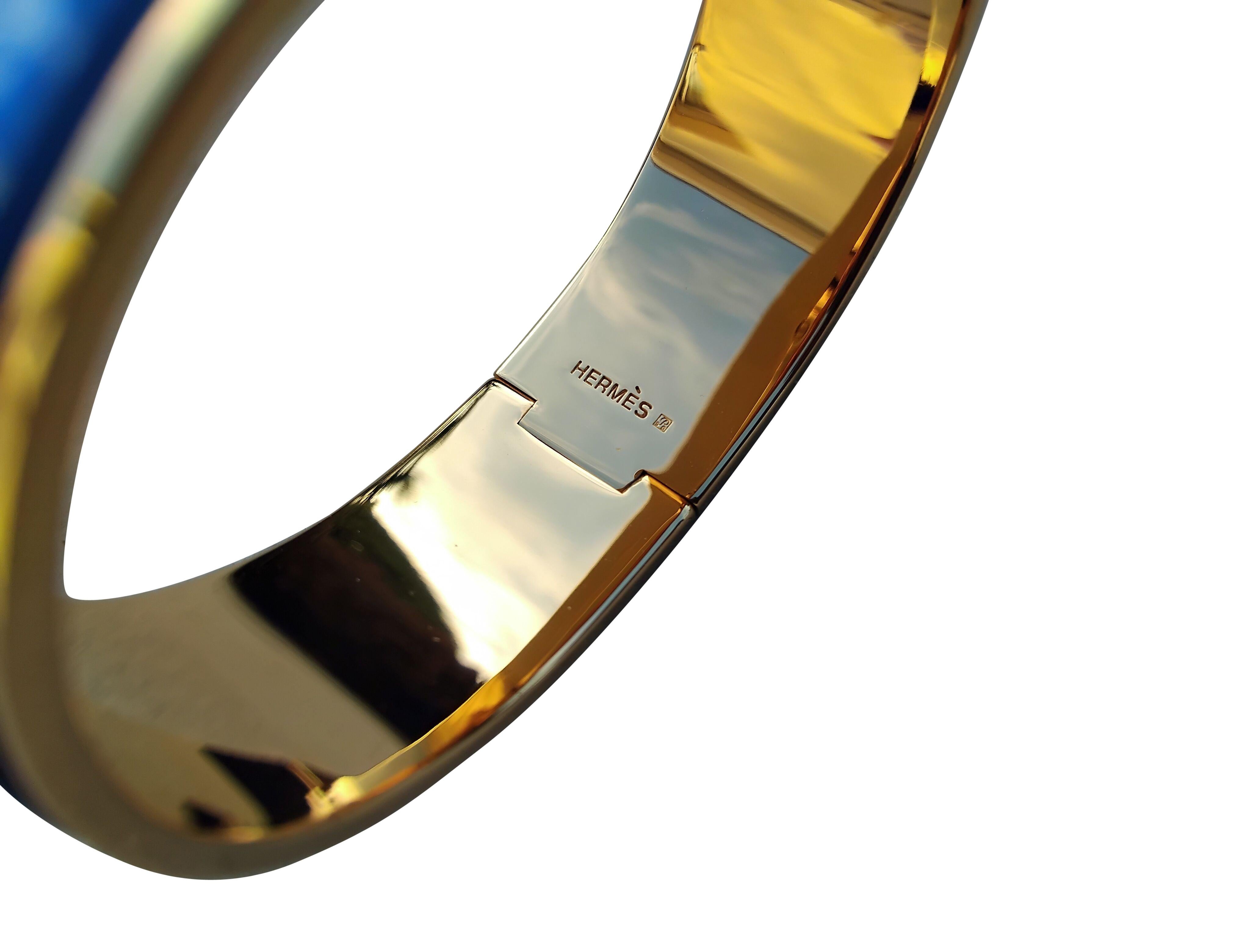Hermès Lions and Lionesses Clic Clac Enamel Bracelet Gold Hdw 8