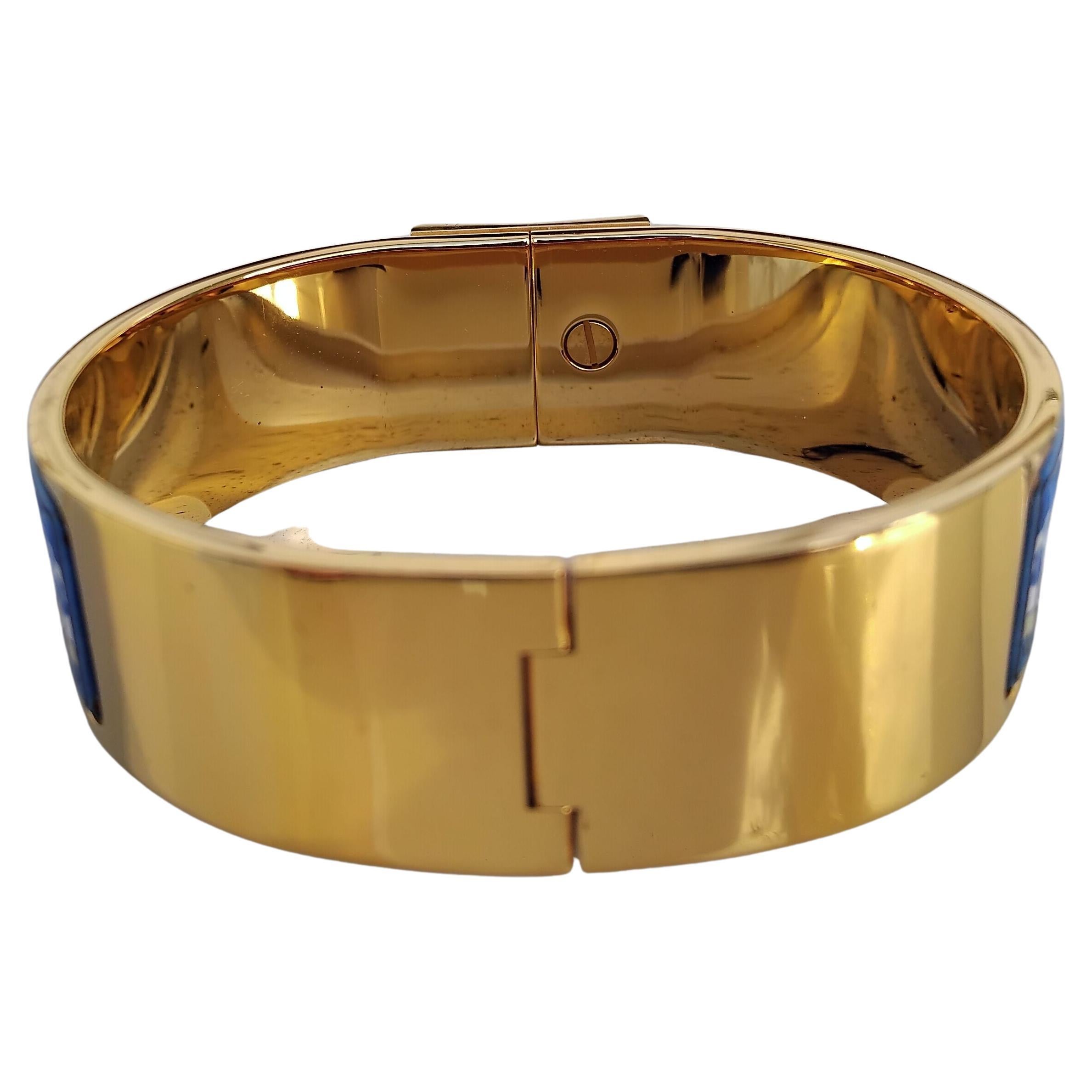 Hermès Lions and Lionesses Clic Clac Enamel Bracelet Gold Hdw 4