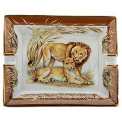 Cendrier en porcelaine Brown Hermès Lions