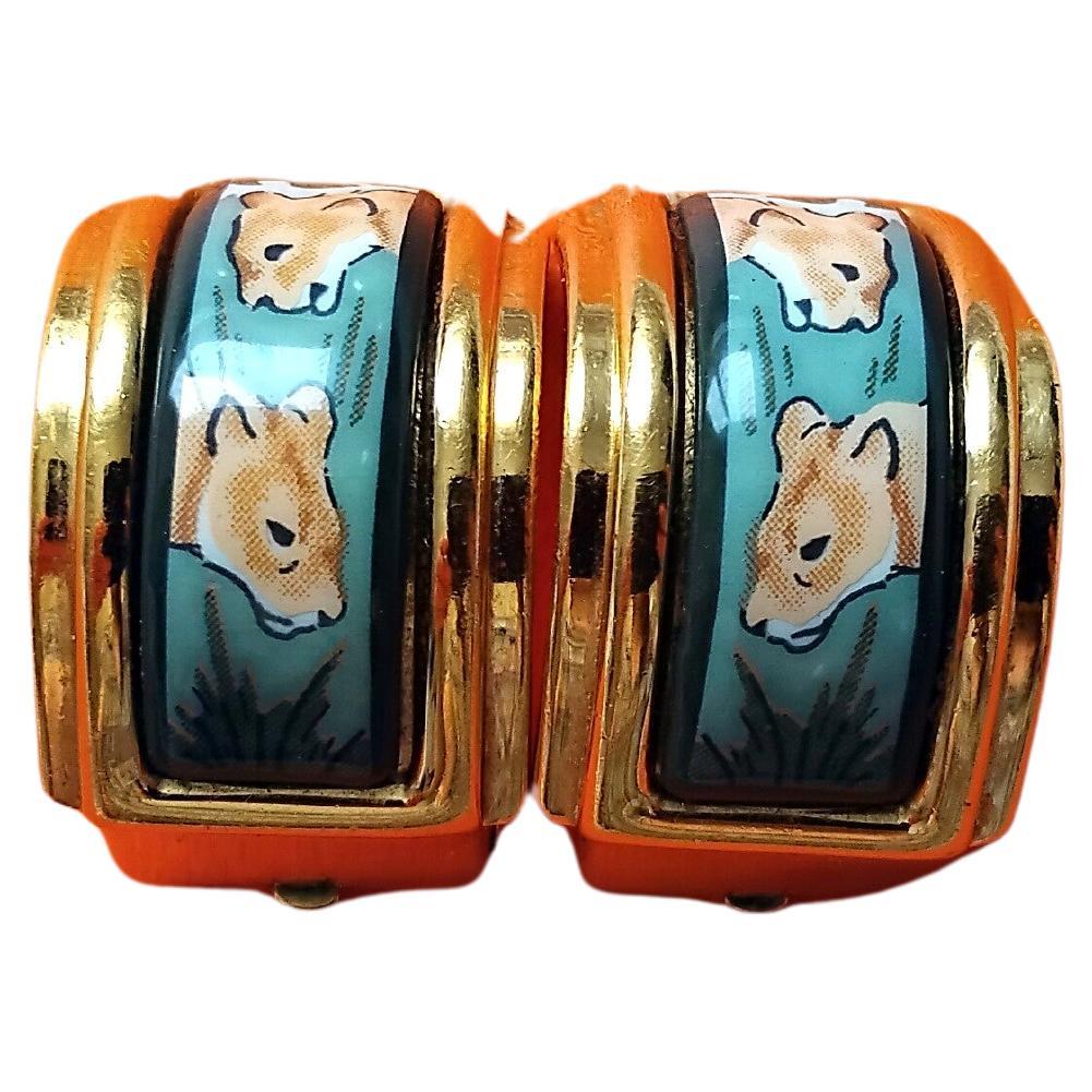 Hermès Lions Jewels Set Necklace Bracelet Earrings Green Gold Hdw en vente 9
