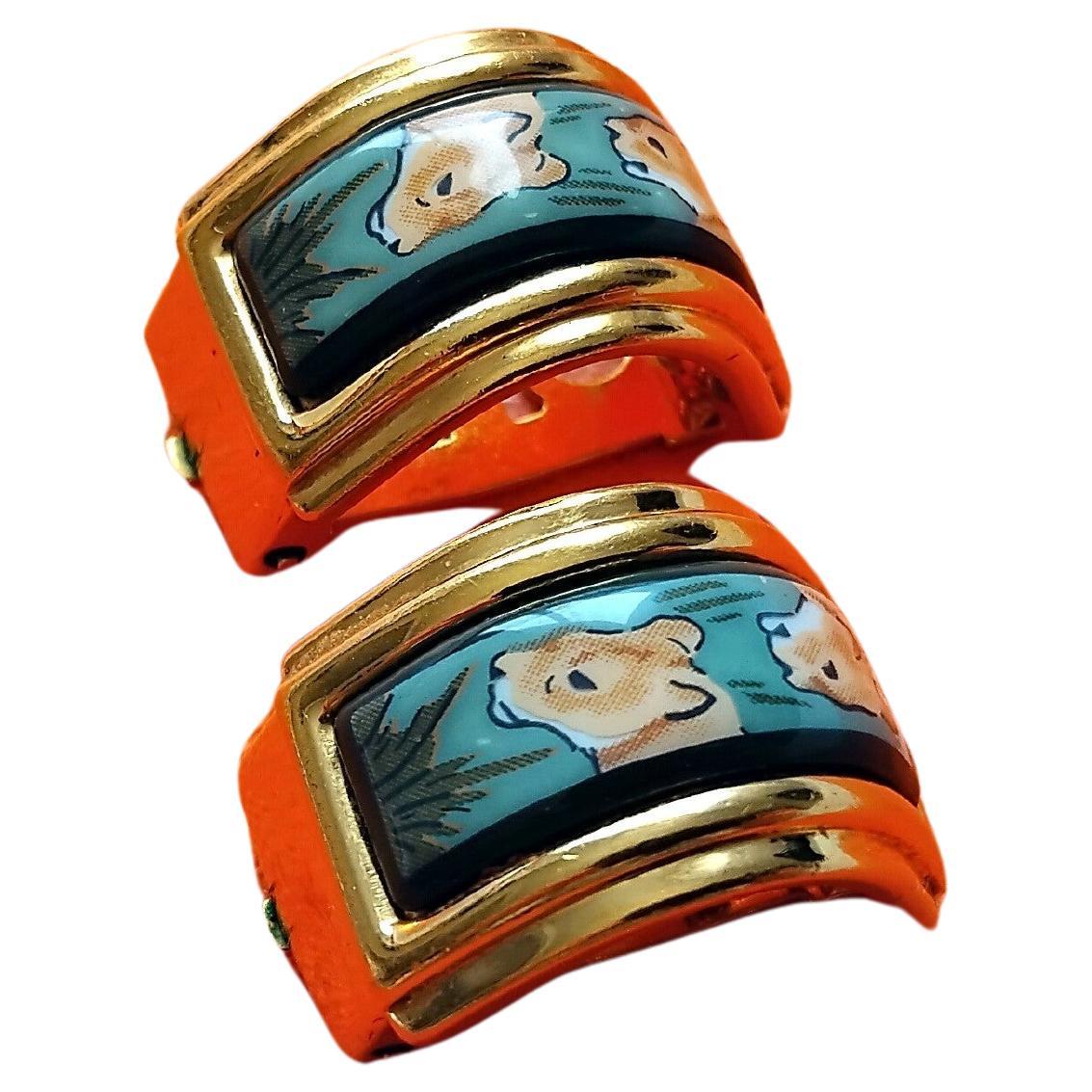 Hermès Lions Jewels Set Necklace Bracelet Earrings Green Gold Hdw en vente 10