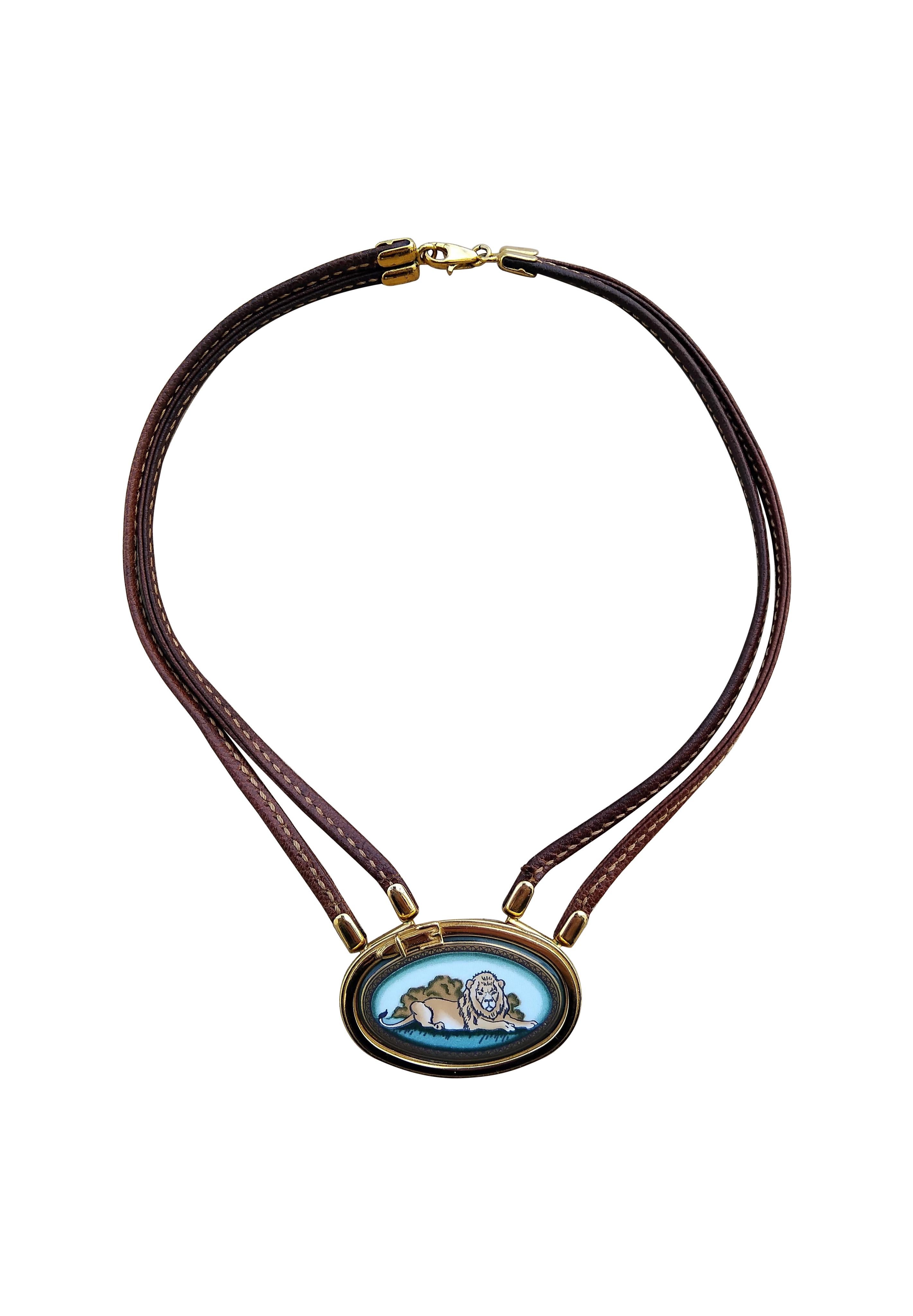 Hermès Juego Joyas Leones Collar Pulsera Pendientes Oro Verde Hdw en venta 9